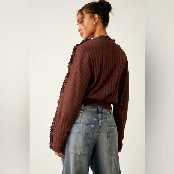NWT Free People More Romance Top in Cocoa Mocha Size XS and Small - Picture 5 of 9